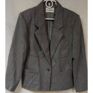 JH Collectibles Women's Professional Size 14 Grey Wool One Button Suit Jacket
